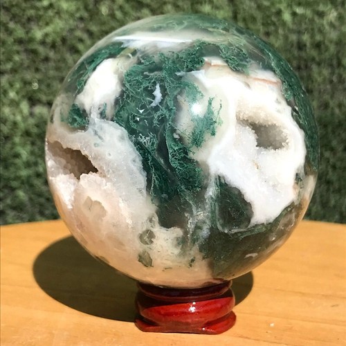 380G Natural Aquatic agate Geode Quartz Ball Crystal Sphere Specimen Healing - Picture 3 of 22
