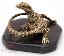 Solid Brass Figurine of the Lizard on a stone Talisman IronWork