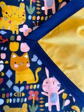 Handmade Baby Blanket Toddler Coverlet Project Linus New Blue Yellow Cats Fleece