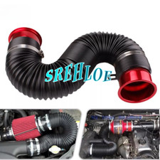 3in Red Universal Flexible Car Cold Air Intake Hose Filter Pipe Telescopic Tube