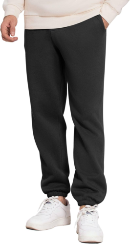 Men'S Fleece Sweat Pants Joggers Cuffed Sweatpants Warm Cotton Baggy Sweatpants