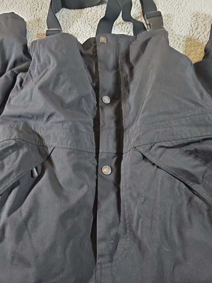 Cabelas Mens Hunting BIBS Black Overalls Snow Pants Dry Waterproof Size