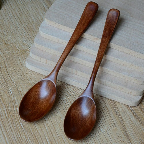 5Pcs Wooden Spoon Bamboo Kitchen Cooking Utensil Tool Soup Teaspoon Catering AU - Picture 4 of 13