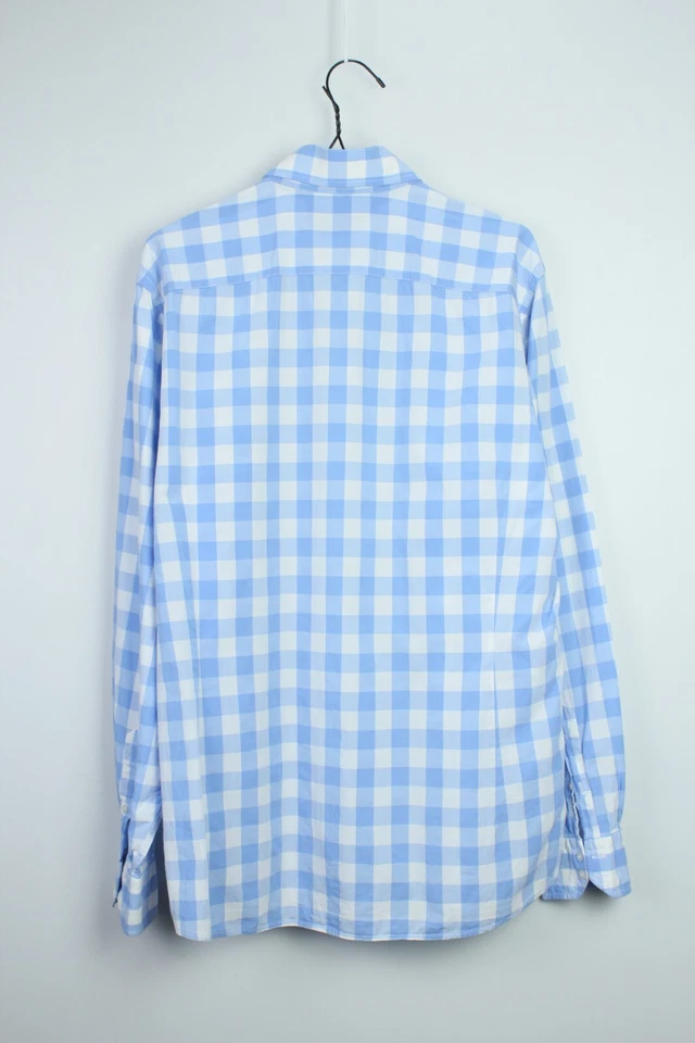 Camisa social masculina xadrez azul e branca HACKETT By Thomas Mason tamanho 43 - 17 - Imagem 3 de 4