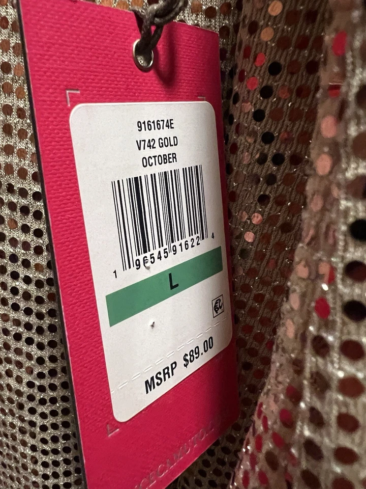 Top para mujer Vince Camuto tejido con lentejuelas metálico manga acampanada dorado, grande $89 Foto 4 de 4