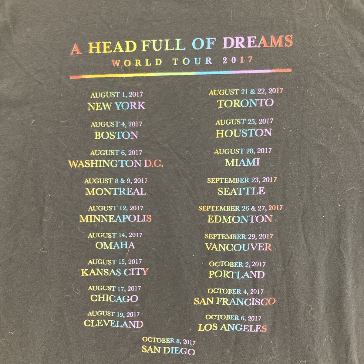 Coldplay Shirt Adult Large Head Full of Dreams 2017