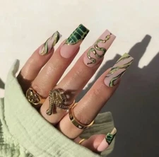 24pcs Press On full cover Fake Nails Extra Long False Nails Tip