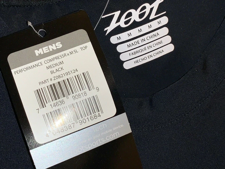 Top Zoot Performance CompressRx SL Seamlink ajuste elástico negro para hombre mediano nuevo Foto 3 de 4
