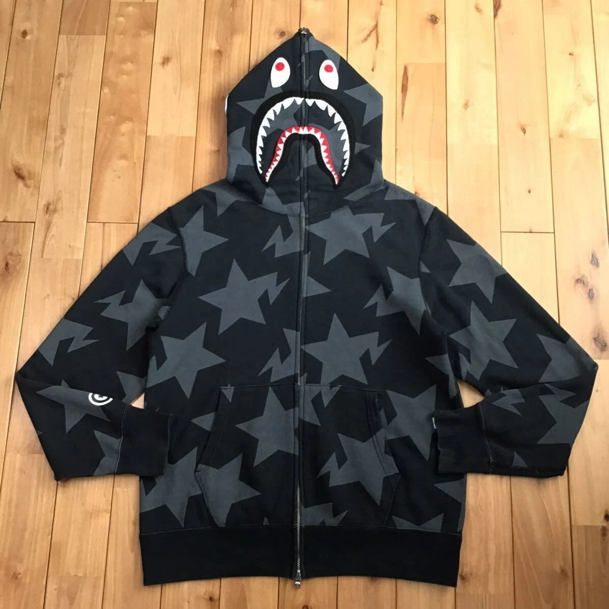 BAPE STA shark full zip hoodie black a bathing ape STAR Size L