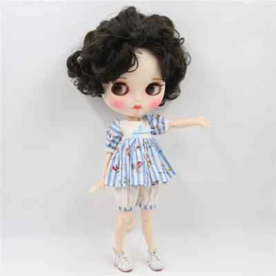 Nude Blythe Factory Customized Boy Unisex Hair Black + Big Ears No Dress/Shoes