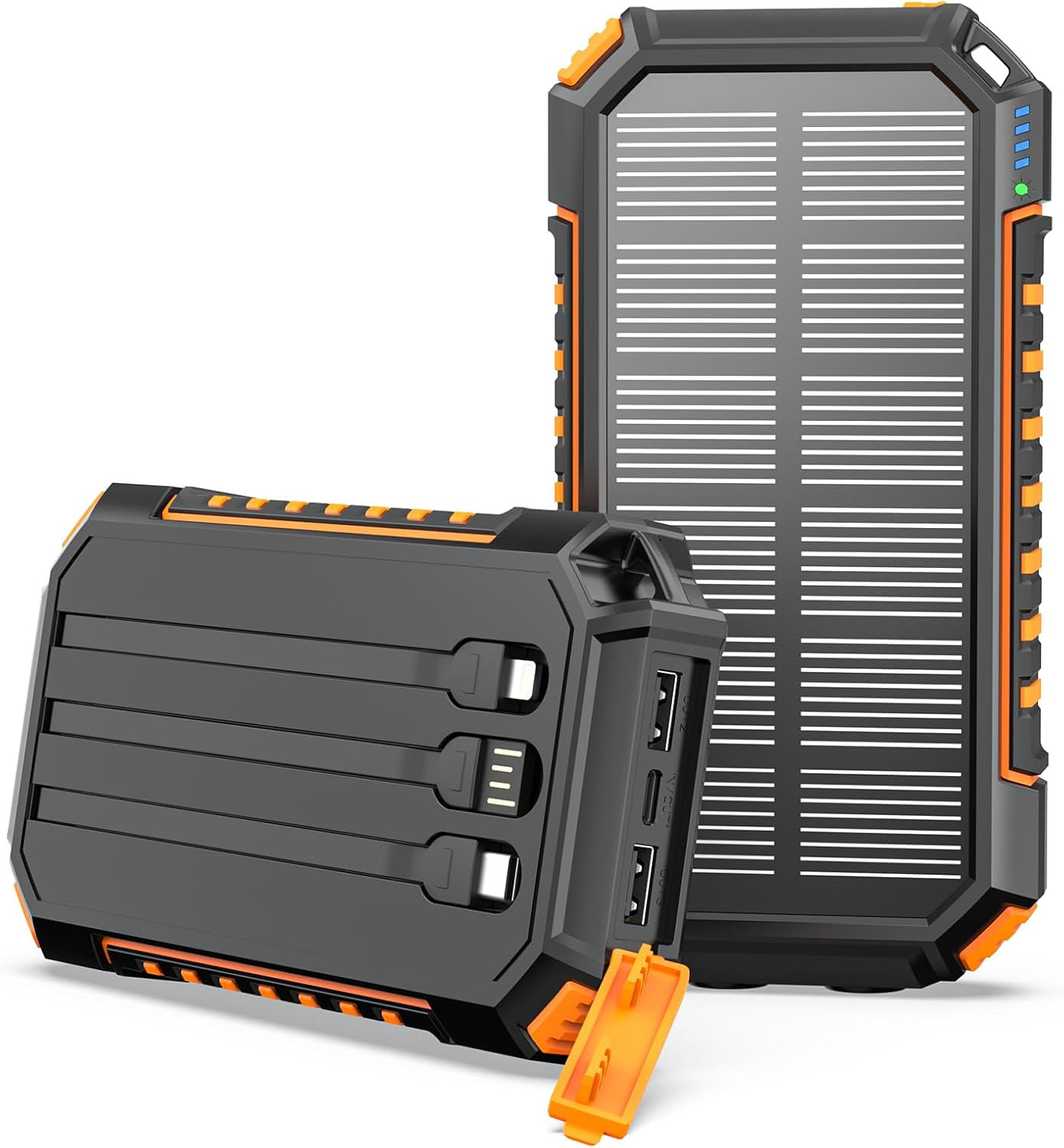 Chargeur solaire Riapow 27000mAh power bank batterie externe portable voyage câbles intégrés