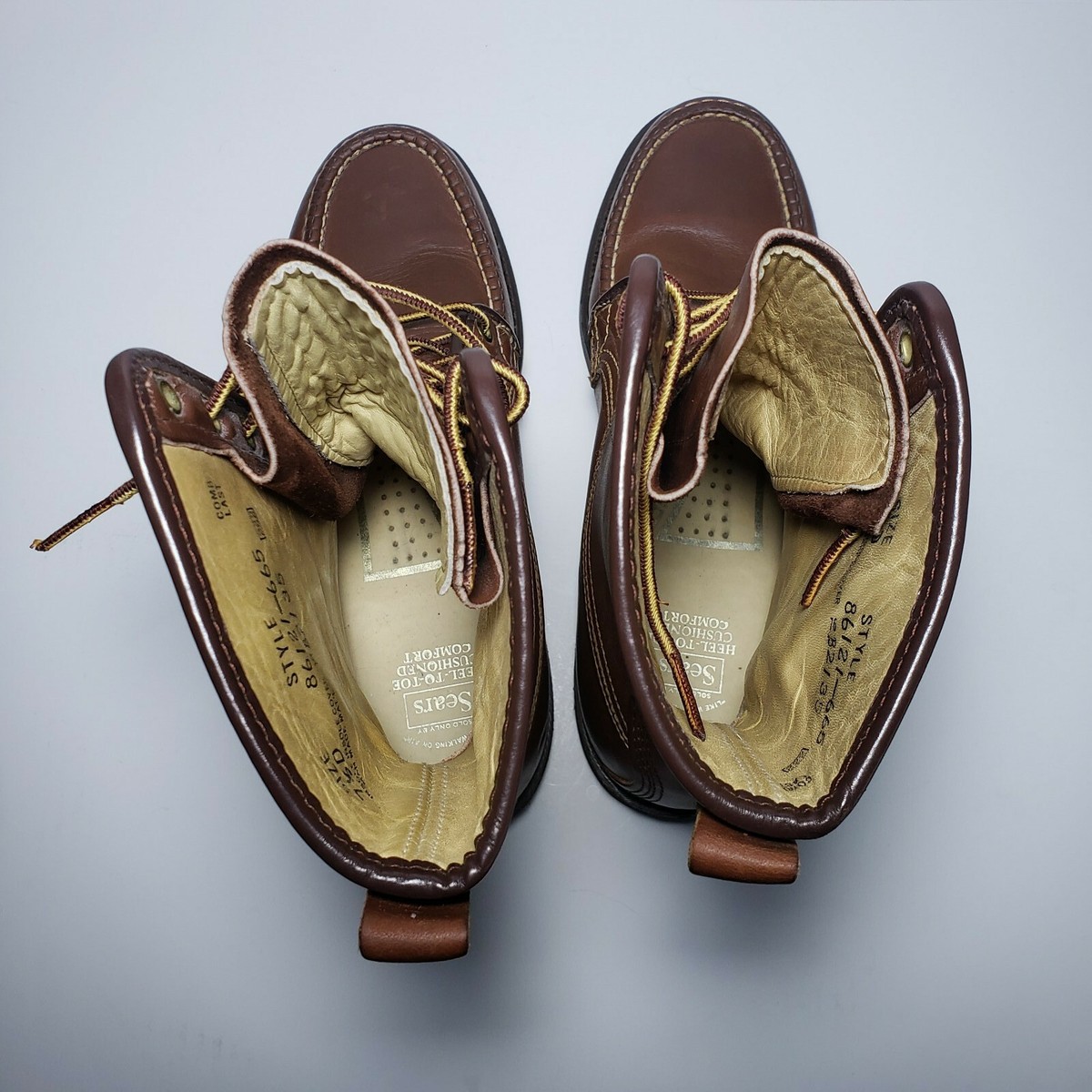 Vintage Sears Tan Leather Moccasin-Style Oxford boots sz 7.5 Vintage Sears Moccasin Toe Mens 7.5 Brown Leather Oil Resis  main image 2
