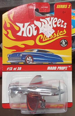 Hot Wheels 2006 Classics Series 2 #13 Madd Propz Dark Red &amp; Chrome Airplane