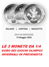 ITALIA 2025 3 MONETE 1/4 EURO CORTINA-GIOCHI OLIMPICI INVERNALI MILANO CORTINA
