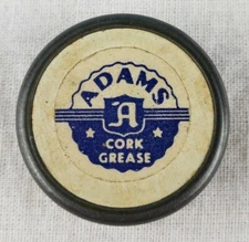RARE Antique Adams Cork Grease Tin Advertising Vintage Instrument Lubricant Adam
