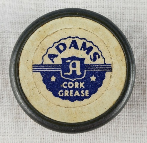 RARE Antique Adams Cork Grease Tin Advertising Vintage Instrument Lubricant Adam