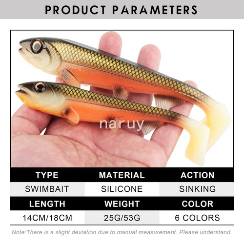 2 pz esche da pesca grande ombra 14 cm 25 g/18 cm 53 g esche da pesca gomma squalo - Foto 2 di 18