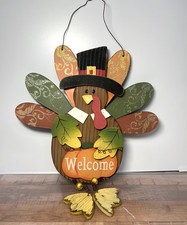 Thanksgiving Welcome Turkey Hanging Wall Decoration Wood