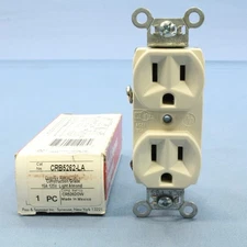P&S Lt Almond Construction Duplex Outlet Receptacle NEMA 5-15R 15A CRB5262-LA