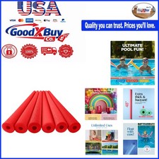 Red Foam Pool Noodles 6 Pack Large Swim Water Exercise Floats Bulk Safe Suita...