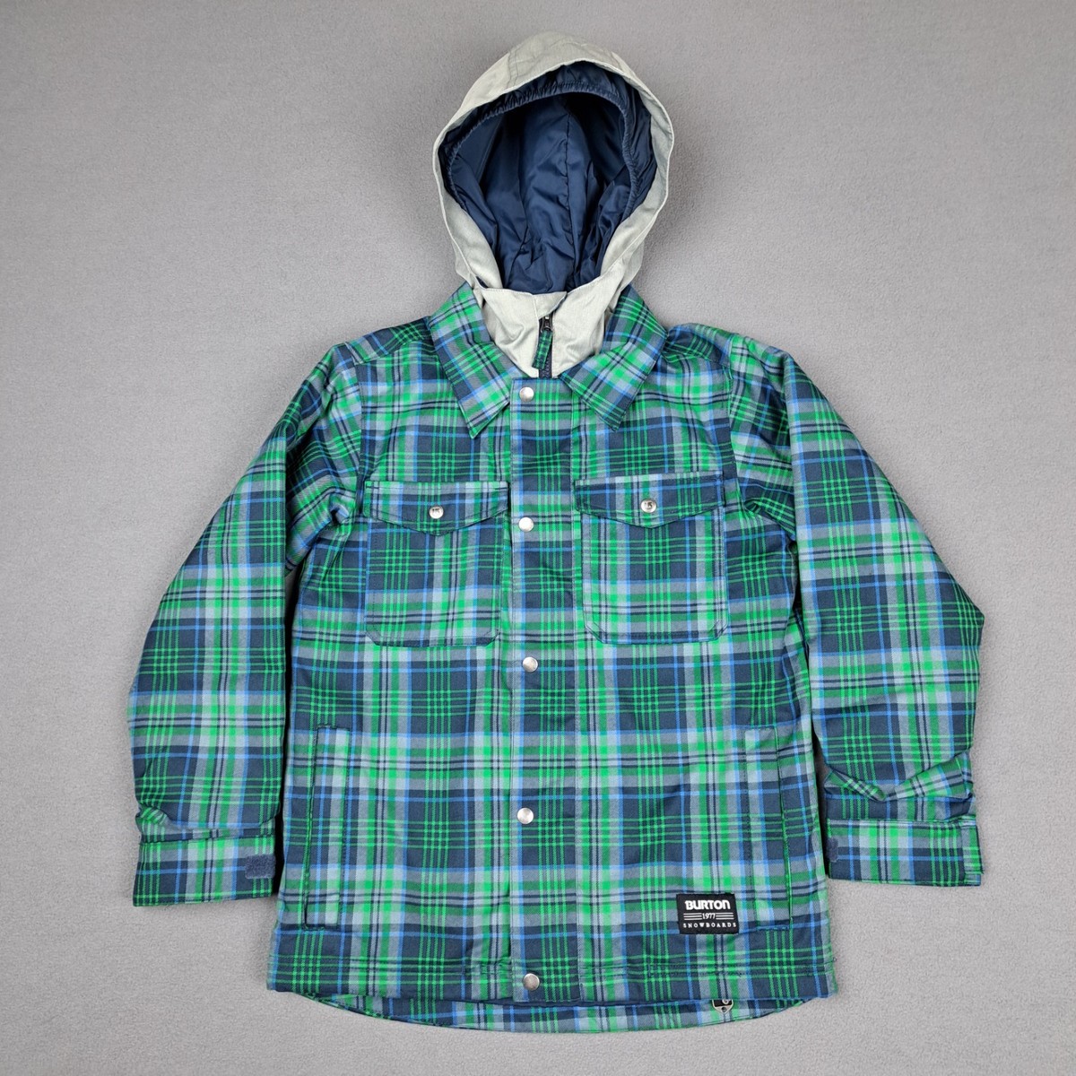 Burton Snowboarding Jacket Mens Small Blue Plaid Dryride Water