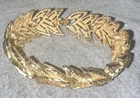 Vintage Signed TRIFARI Brushed Goldtone Bracelet Leaves Estate Jewelry T26