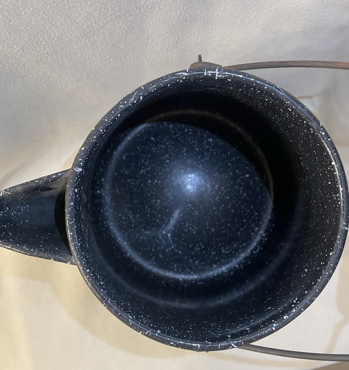 Vintage WW II Era USN Vollrath Co.  Graniteware Black and White Coffee Pot