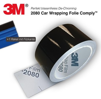 43,74 /m² 3M 2080 Chrome delete, 22,86m x 5/10cm Zierleisten Folie Schwarz Glanz