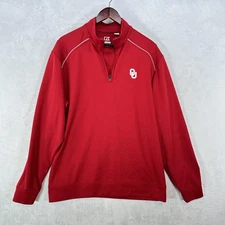 Oklahoma Sooners Quarter Zip Pullover Mens XL Red NCAA Football Cutter & Buck
