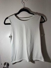 Tahari White Sleeveless Scoop Neck Tank Top M
