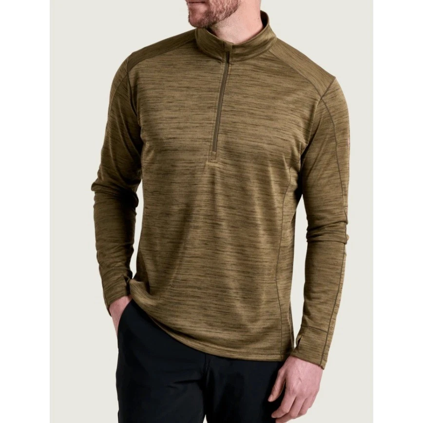 Kuhl Alloy Mens Medium Quarter Zip Pullover Shirt Olive Long Sleeve Outback