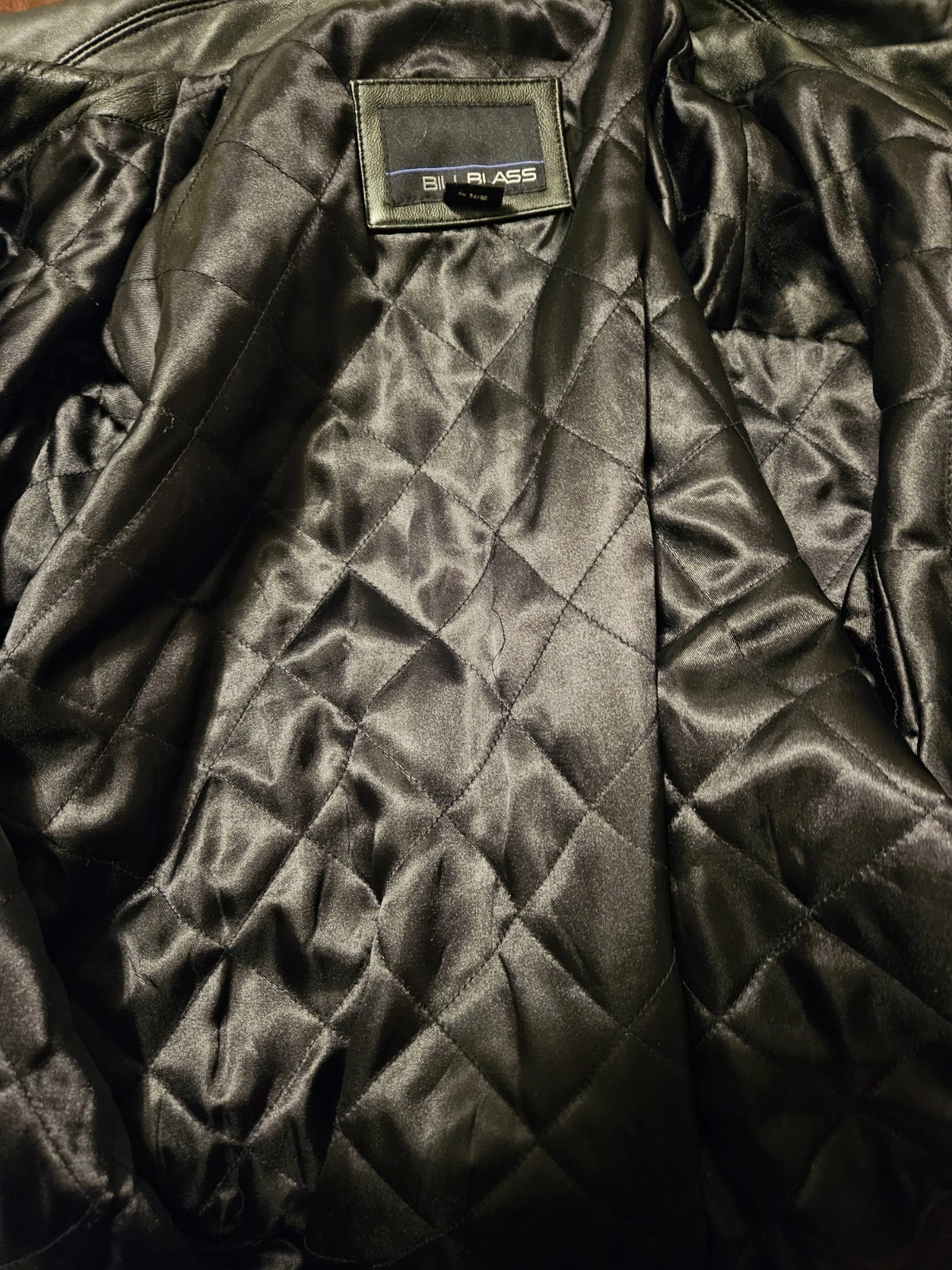 Bill Blass Men’s Black Leather Bomber Jacket Full Zip Quilted Lining Size L image 5