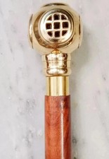 36'' Victorian Brass Designer Handle Antique Vintage Wooden Walking Stick Cane