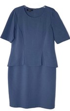LAFAYETTE 148 New York Gray Sharkskin Peplum Stretch Ponte Knit Work Dress 12