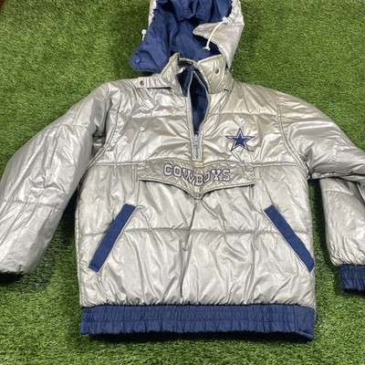 VTG Dallas Cowboys Pro Player Jacket Mens Small Puffer Coat Kangaroo Reversible