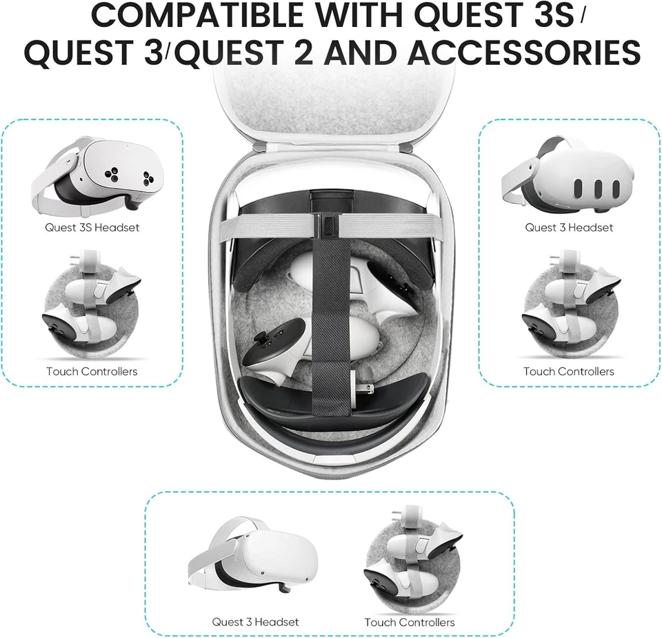 Estuche rígido Sarlar para Meta Quest 3/3S/Quest 2/Vision Pro - Se adapta a auriculares Foto 2 de 4