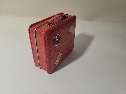 Vintage Seth Thomas Reisewecker roter Lederkoffer RAR funktioniert! Deutschland  - Bild 5 von 13