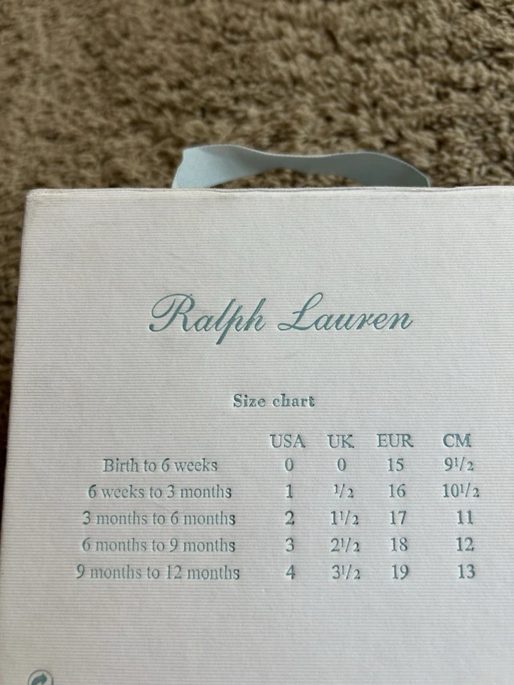 Винтажный? Polo Ralph Lauren Layette размер 3 (6-9 месяцев) детская кроватка туфли серый синий G25 - Изображение 4 из 4