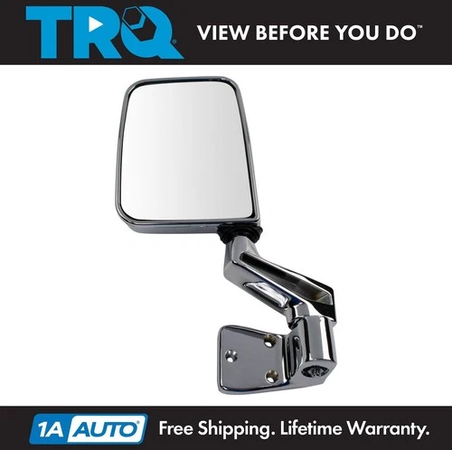 TRQ Door Mounted Chrome Manual Mirror L Driver Side Left for 87-02 Jeep Wrangler