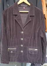 Y2K Gitano Women Jacket 16W Corduroy Brown Zipper Pockets Made Well 