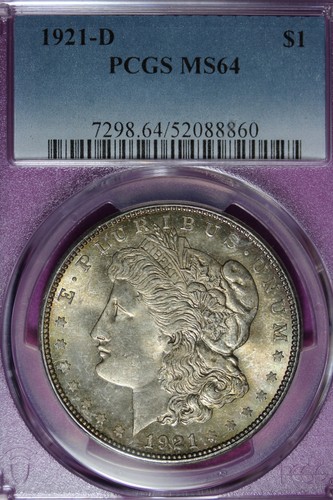 1921 D PCGS MS64 MORGAN SILVER DOLLAR #B51513