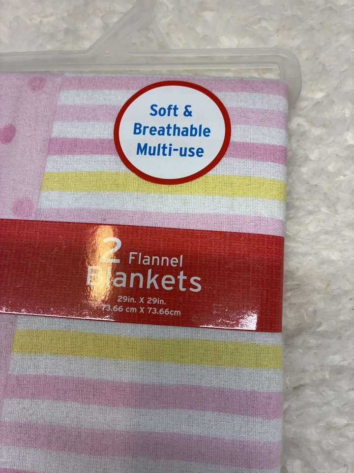 Pack de 2 mantas de franela para bebé Kidgets 29x29 algodón suave transpirable rosa Foto 3 de 4