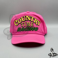 Gorra Country Time Racing Vintage Rosa Neón Trucker Cuerda Gorra Años 80 NASCAR Limonada