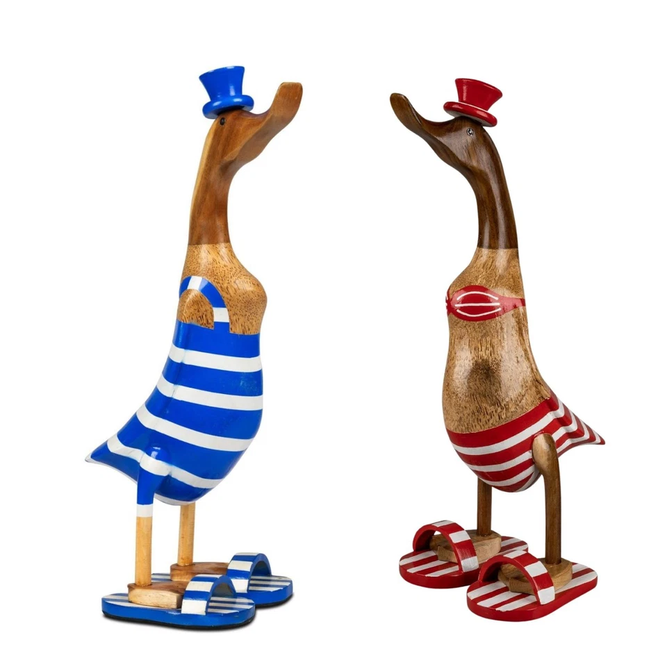 2er Set maritime Dekofiguren Enten in Bademode H. 48cm aus Holz Formano - Bild 1 von 4