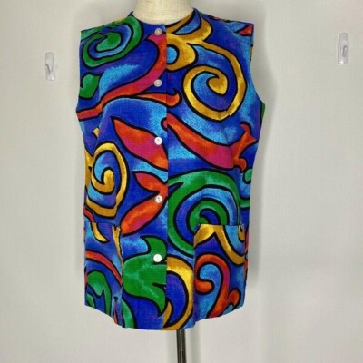 Hawaiian Blouse Shirt Womens S / M  Aloha 1960s Richard Douglas Sleeveless Vntg