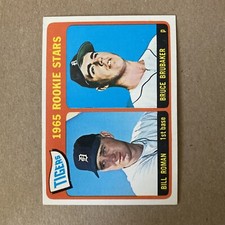 1965 Topps Baseball Bill Roman & Bruce Brubaker Detroit Tigers Rookie Card #493