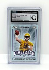 2020 SAGE HIT PREMIER DRAFT JOE BURROW PURPLE #91 FIVE STAR ROOKIE GMA 9.5 MINT