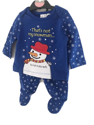 Süßer Schneemann-Schlafanzug bis 1 Monat blau Baumwolle