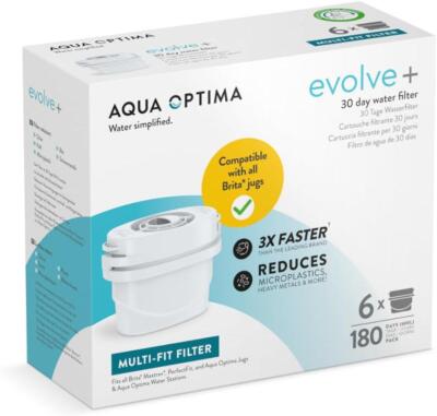 Aqua Optima Wasserfilterkartusche 6er Pack (6 Monatsvorrat), Evolve+ kompatibel