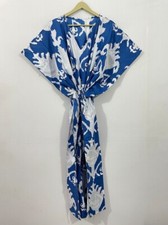 Indian Vintage 100% Cotton Long Beach Maxi Kaftan Dress One Size Caftan Kimono